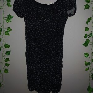 Black flower printed dress